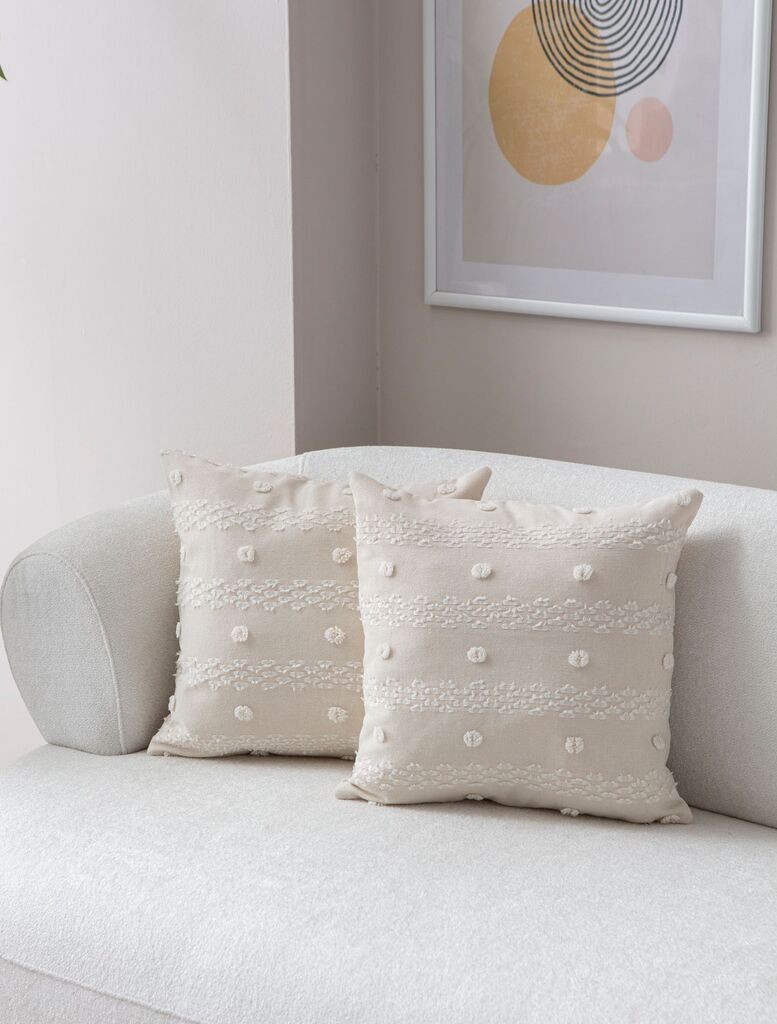 Комплет декоративни навлаки за перници Aberto Design, 43x43 см, 2 парчиња, крем боја