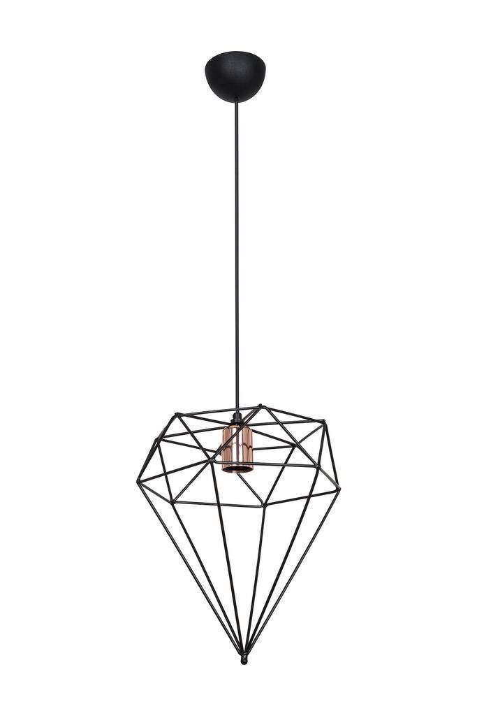 Alfa Electric Единечен висечки лустер  Е27- црн, конус, мрежа