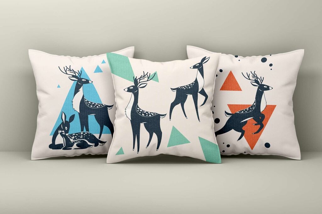 Комплет декоративни навлаки за перници Aberto Design Asr_plw25-23, 43x43 см, 3 парчиња, шарени