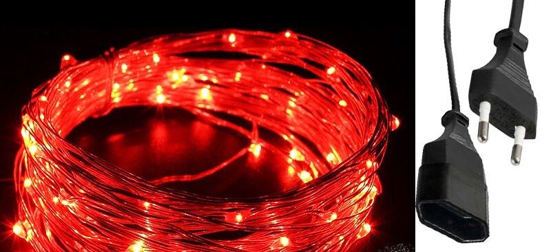 Alfa Electric Новогодишни ЛЕД сијалички, црвени, зелен кабел 10м