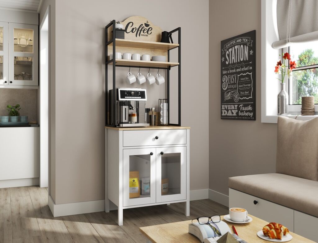 Полица за кафе Hanah Home FRN-20076, 75x210x50 см, бела