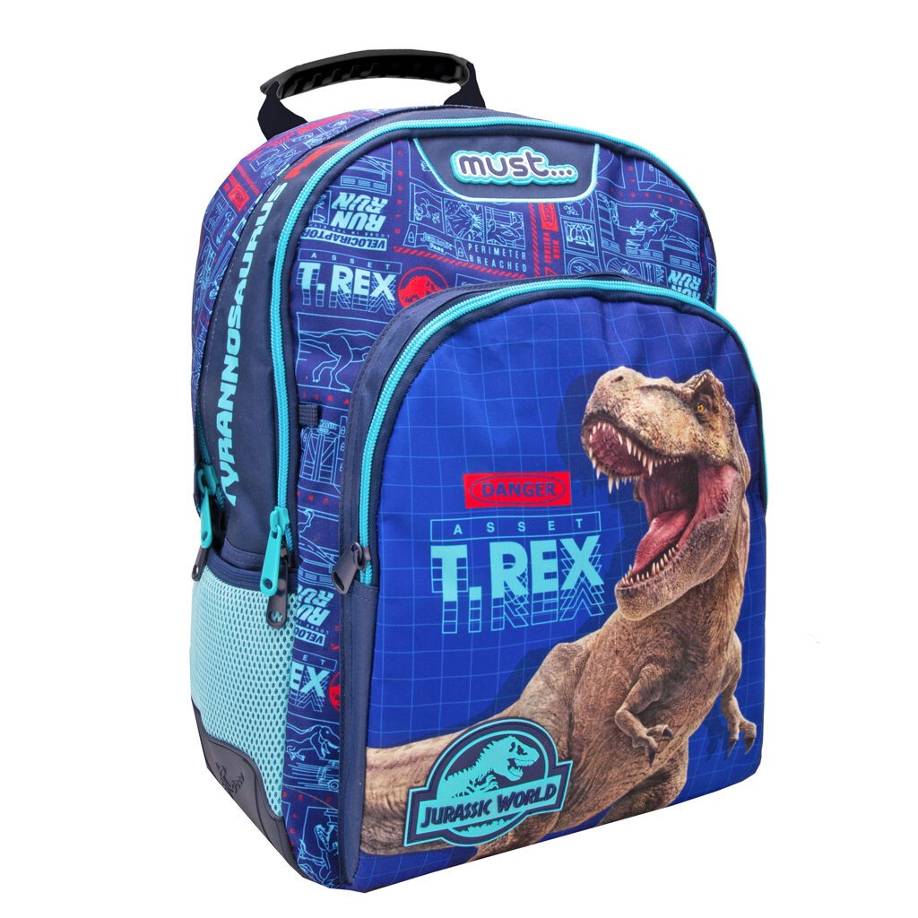 Ранец Jurassic World – 3 Прегради, Страничен Џеб, Ергономски Грб, Рефлектирачки Ремени, Полиестер, Црна