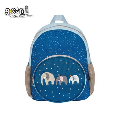 Предучилиштен Ранец Слончиња – Појачан Грб, Прилагодливи Ремени, ПВЦ Заштита, Со 3 Џебови, Син