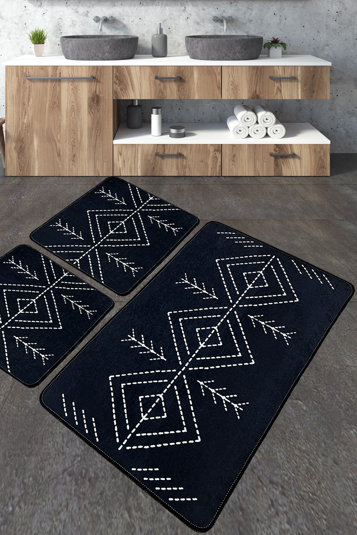 L'essentiel Maison Сет од 3 килими за бања Шарени