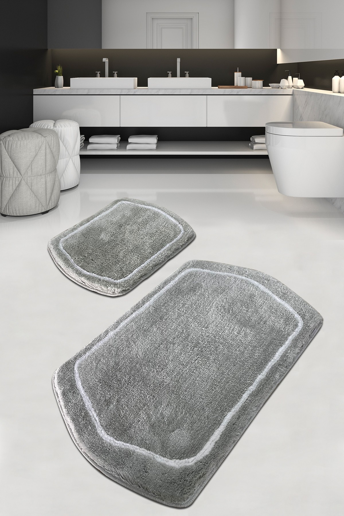 L'essentiel Maison Сет од 2 килими за бања Греј