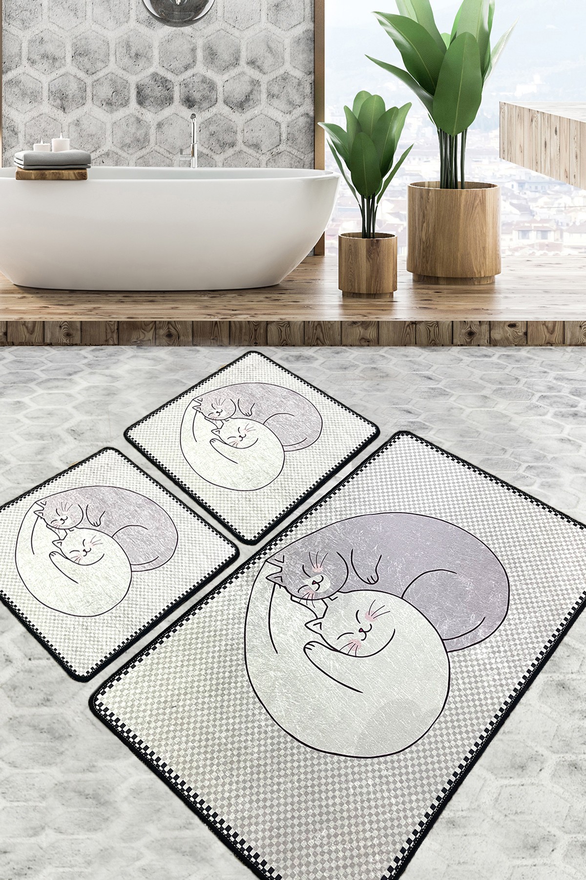 L'essentiel Maison Сет од 3 килими за бања Шарени