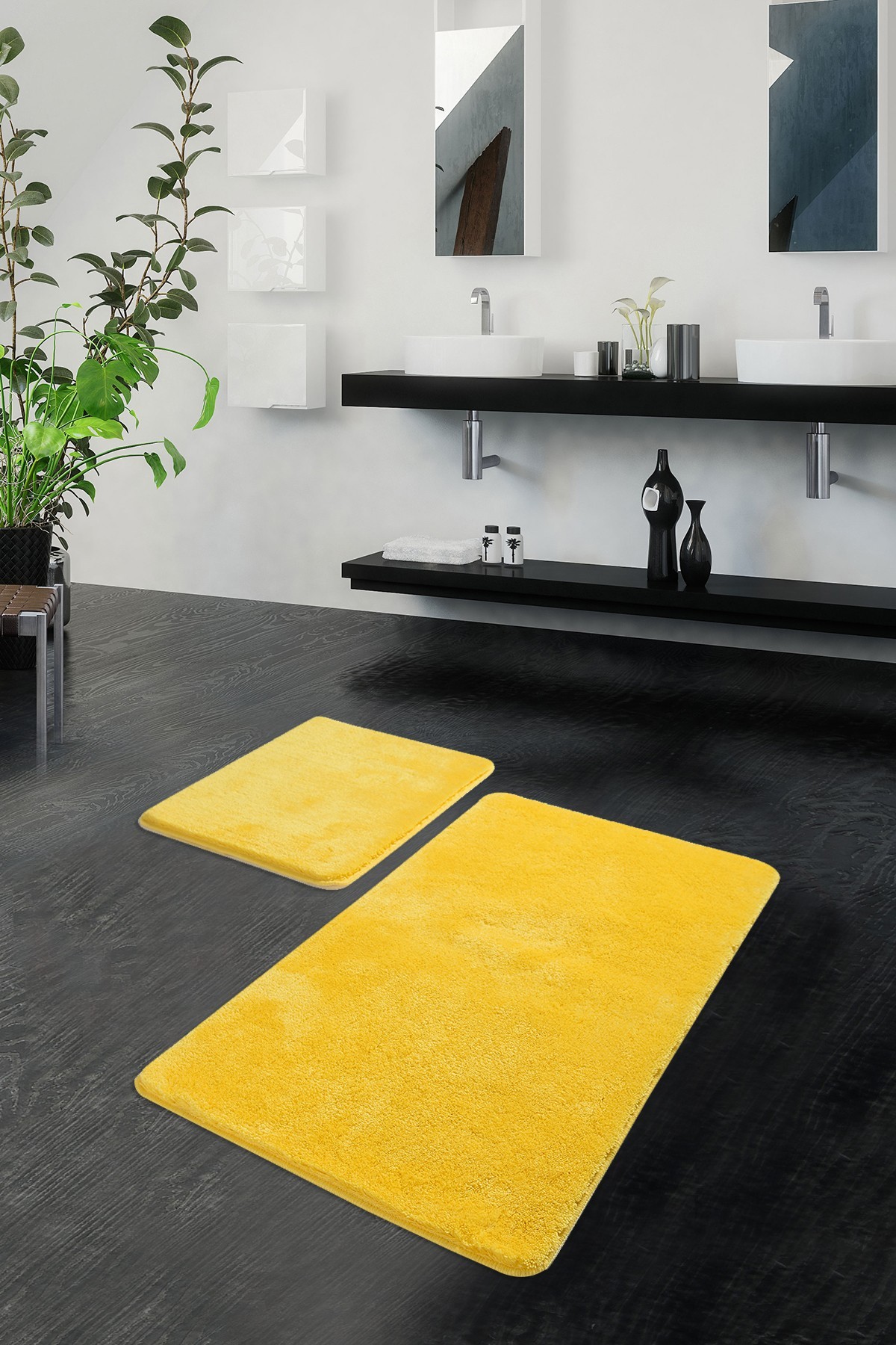 Комплет од 2 теписи за бања L'essentiel Maison, жолта боја