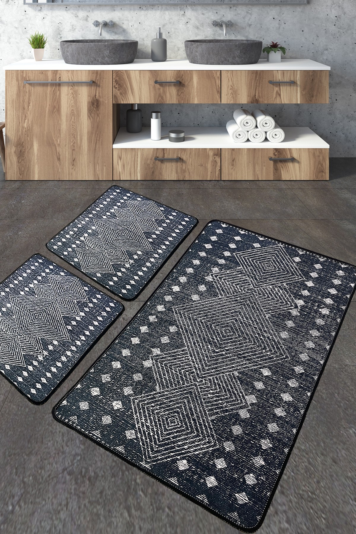 L'essentiel Maison Сет од 3 килими за бања Шарени