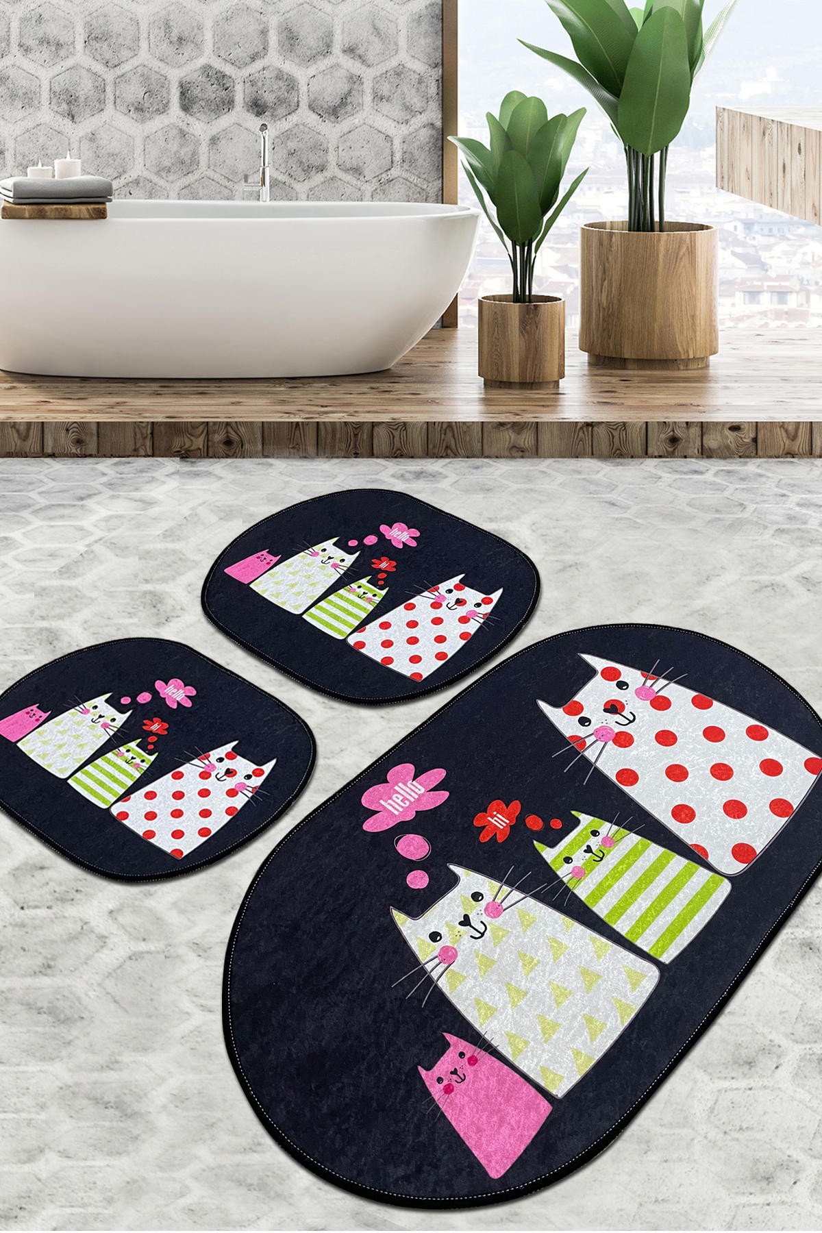 L'essentiel Maison Сет од 3 килими за бања Шарени