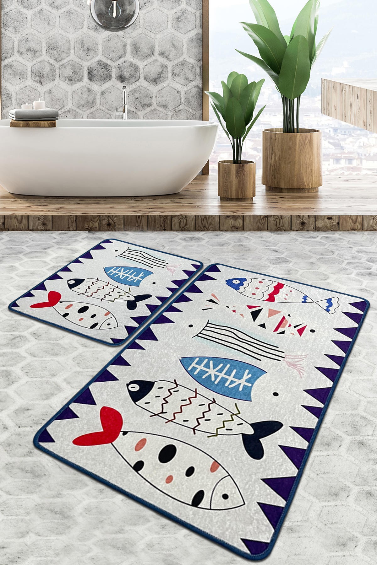 L'essentiel Maison Сет од 2 килими за бања Шарени