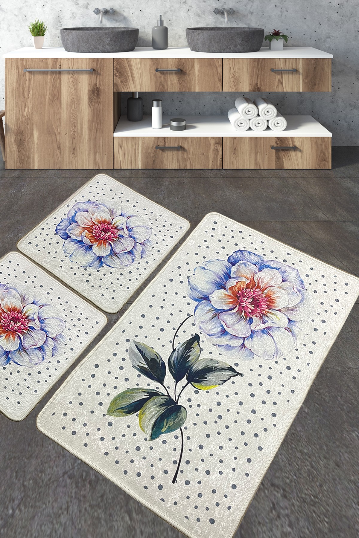 L'essentiel Maison Сет од 3 килими за бања Шарени