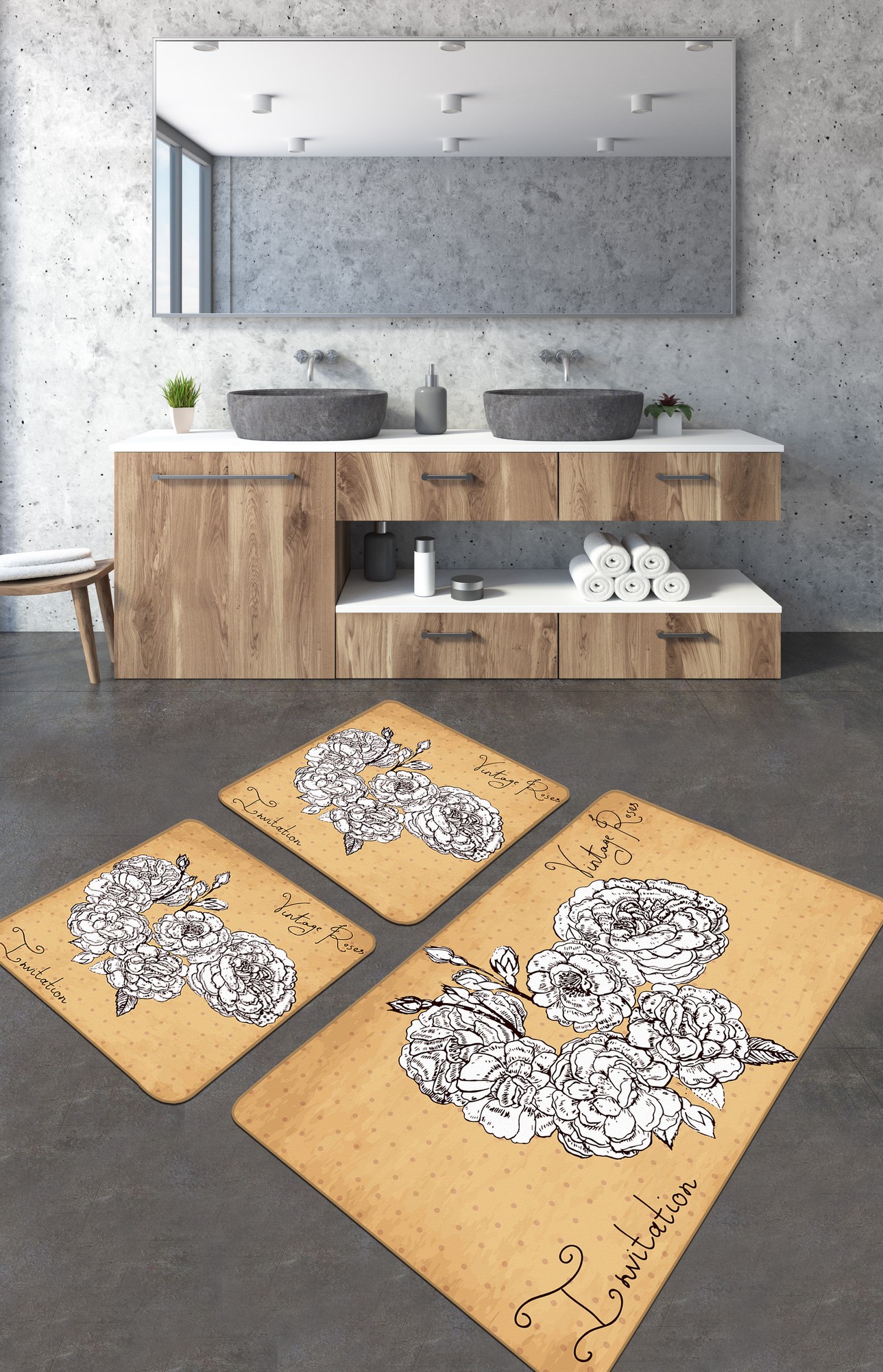 L'essentiel Maison Сет од 3 килими за бања Шарени