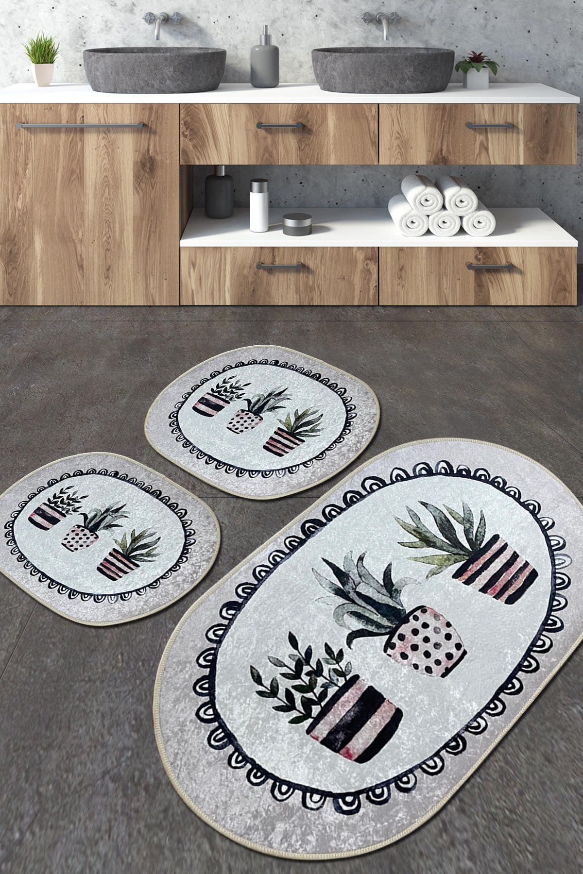 L'essentiel Maison Сет од 3 килими за бања Шарени