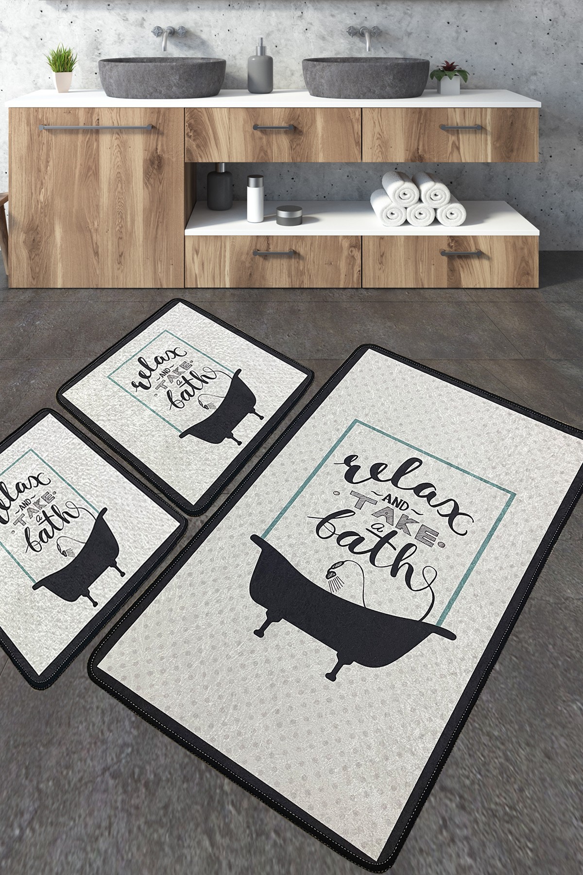 L'essentiel Maison Сет од 3 килими за бања Шарени