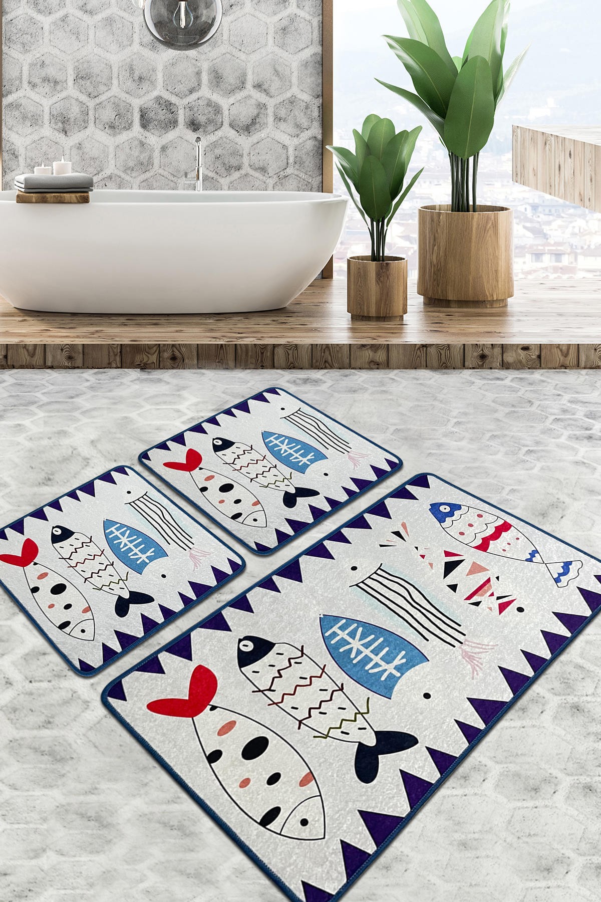 L'essentiel Maison Сет од 3 килими за бања Шарени