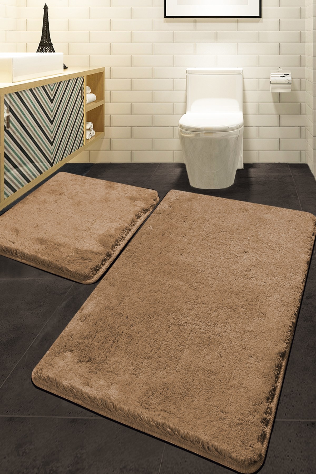 Комплет од 2 теписи за бања L'essentiel Maison, светло кафеава боја