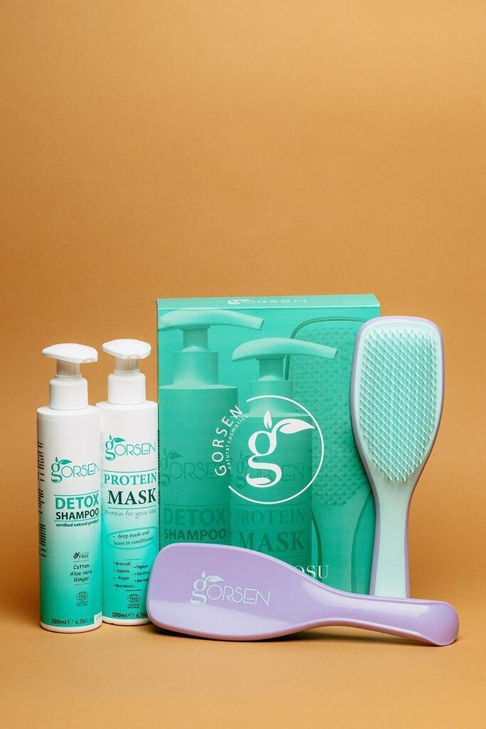 Gorsen Сет за коса Detox Шампон + Протеинска маска со подарок четка