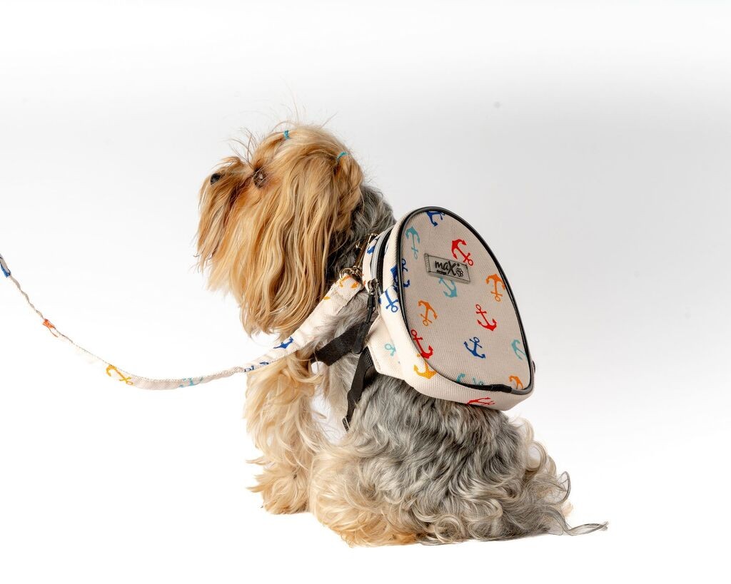 Ранец за кучиња Paws & Whiskers и поводник, бел