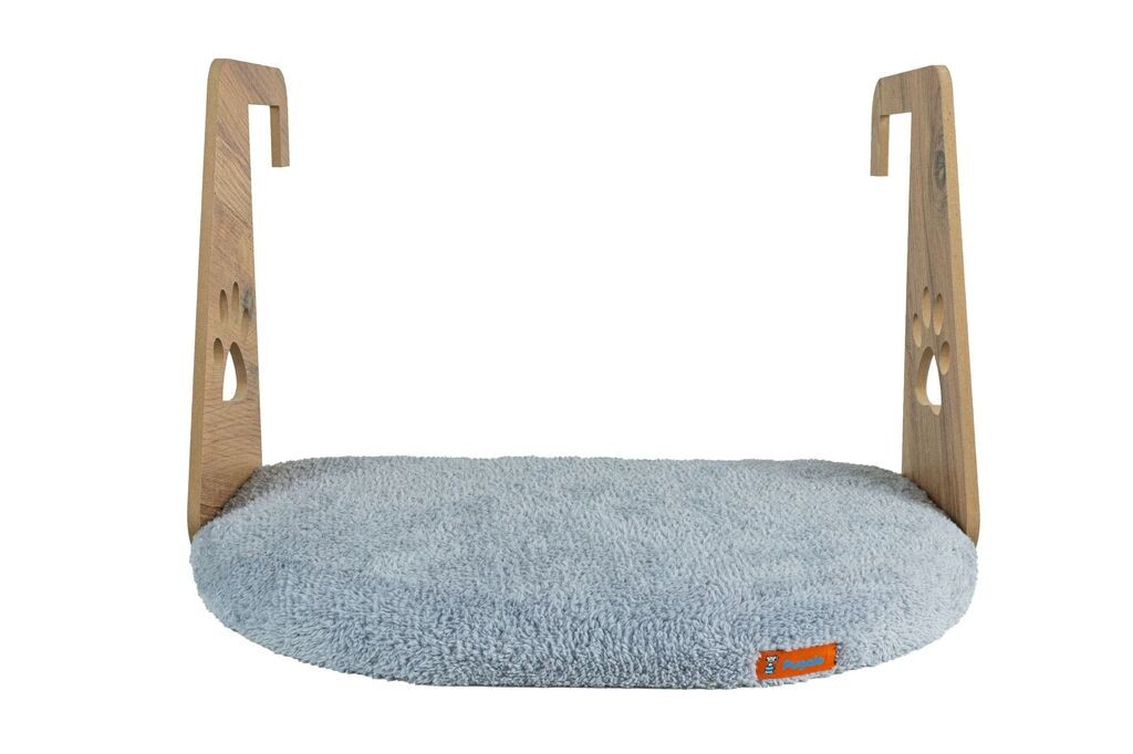 Кревет за мачки „Paws & Whiskers" со рамка за радијатор, 52 × 35 см, сив