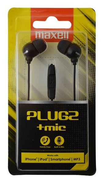 Maxell Слушалки  Plugs + микрофон, црни