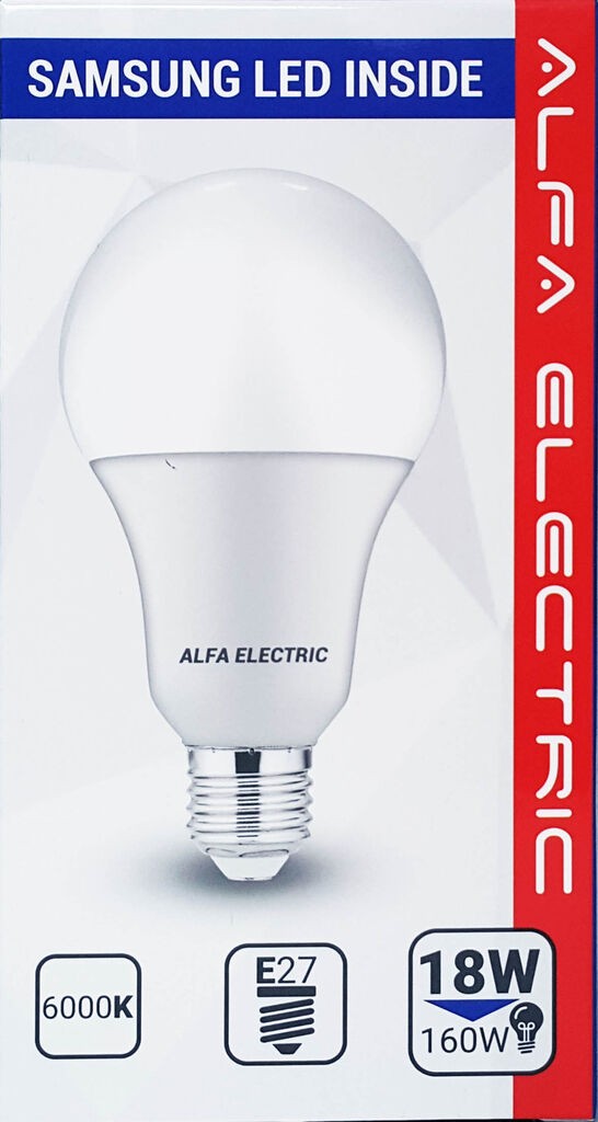 Alfa Electric ЛЕД сијалица E27 18W 6000K A65 Samsung