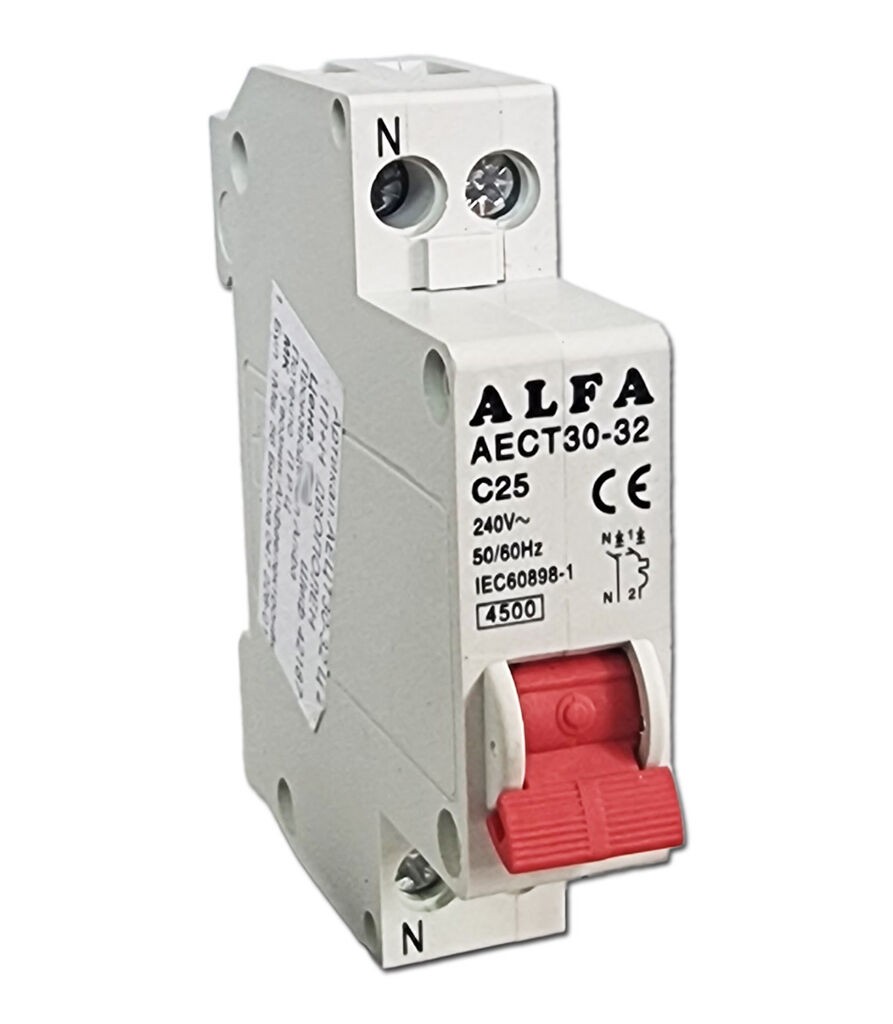 Alfa Electric Двополен автоматски осигурач 1P+N 25A C AECT30-32