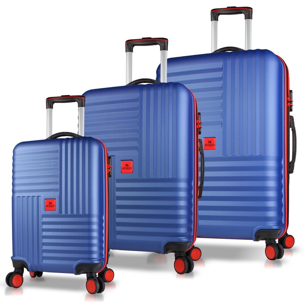 Комплет куфери MyValice 8128, 3 дела, темно син
