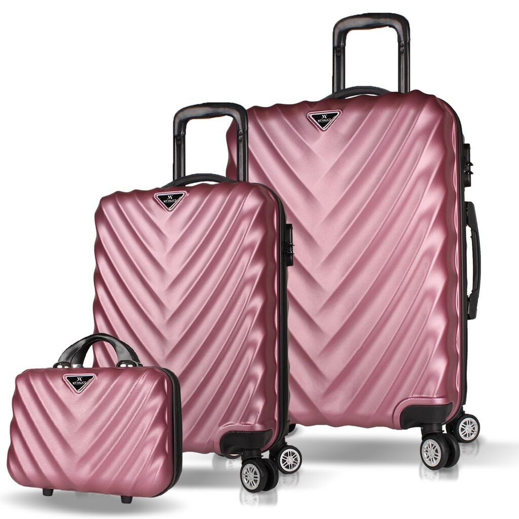 Комплет куфери MyValice 7484, 3 дела, розово злато