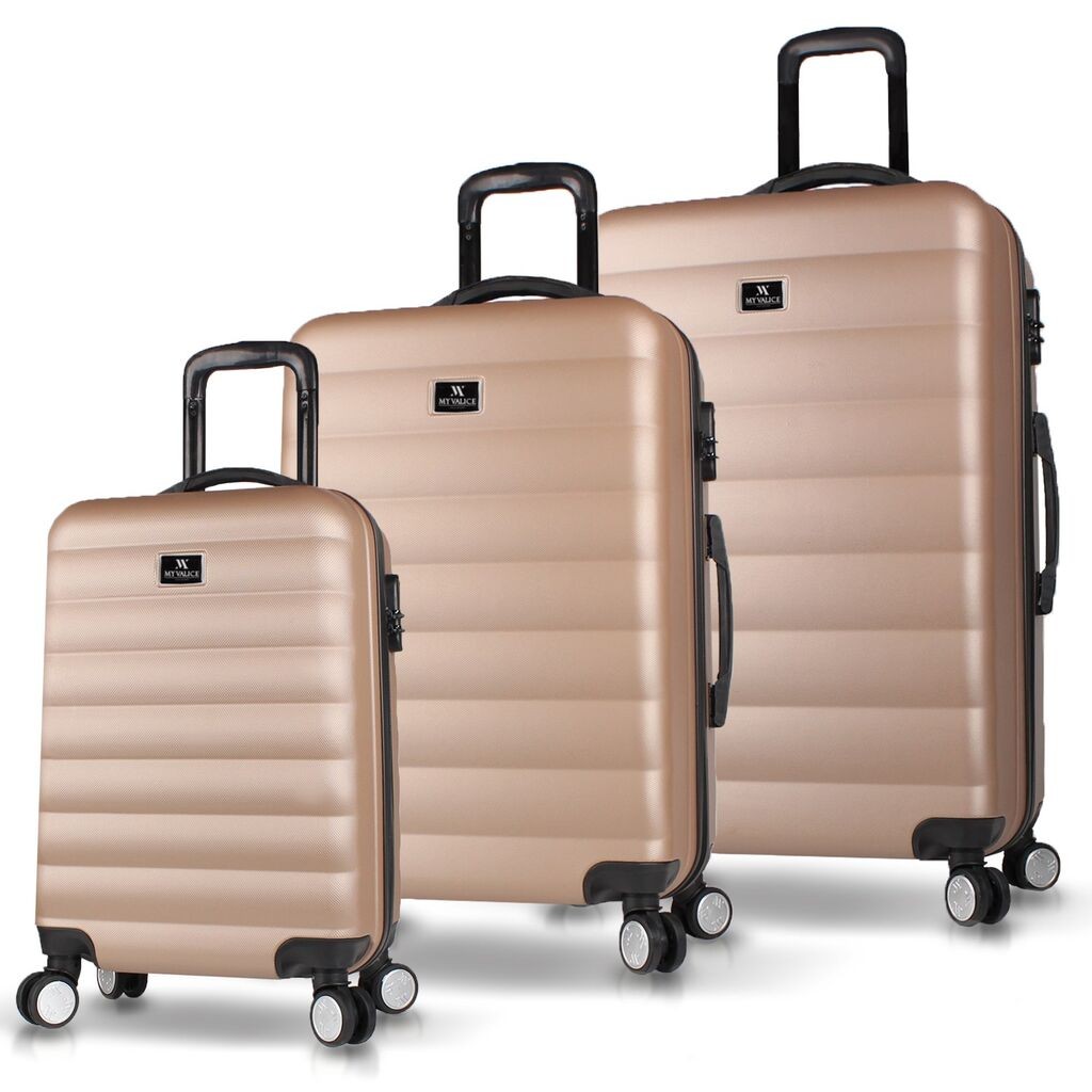 Комплет куфери MyValice 6414, 3 дела, златна боја