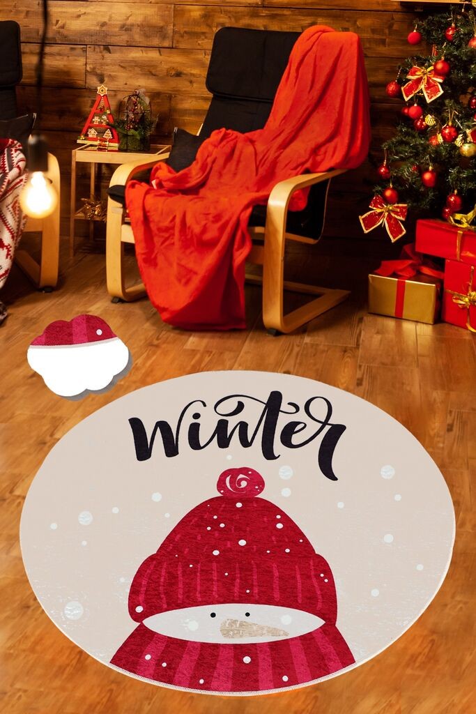 Тепих Conceptum Hypnose Winter Djt Капа, 120cm, Црвен