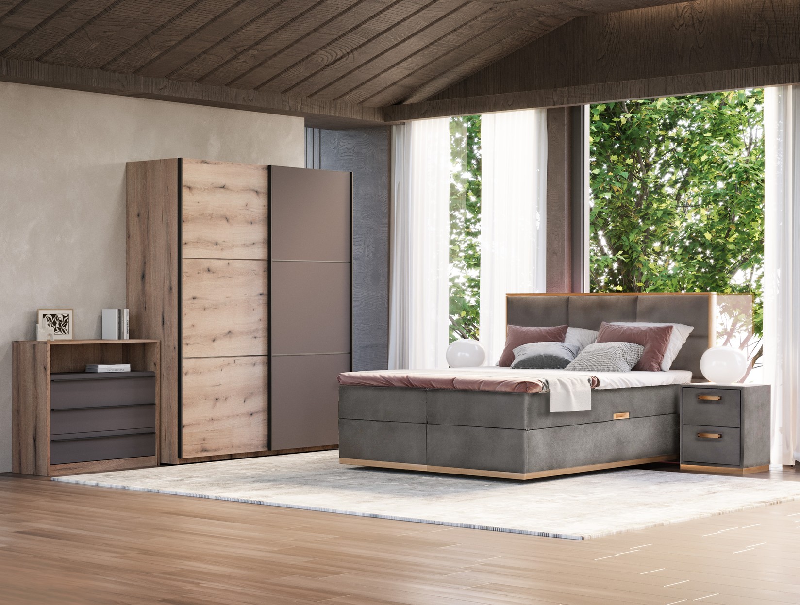 МЕБЕЛ ВИ Лежај магнум француски 180х200 сив