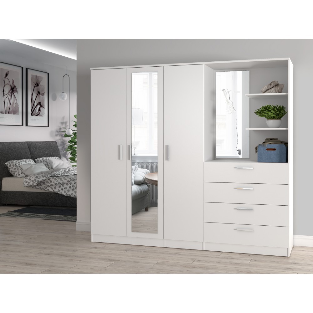 МЕБЕЛ ВИ Трокрилен ормар панама бел