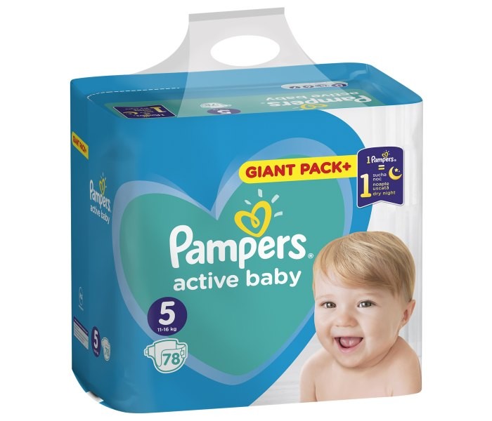 PAMPERS ACTIVE BABY 5 Пелени за деца 11-16kg 64 парчиња