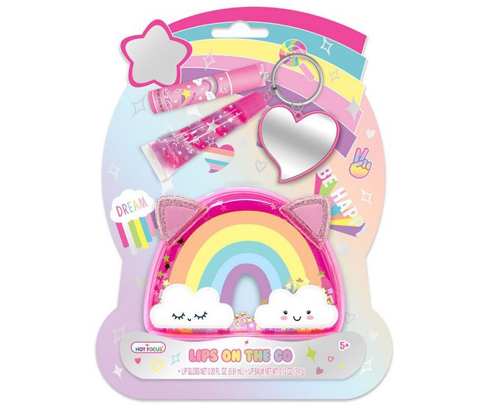 Hot Focus Сјај за усни и балсам со приврзок и чанта Rainbow 91341