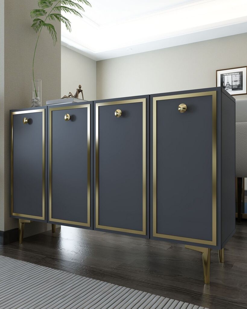 Комода Hanah Home 8161KM-1, антрацит-златна