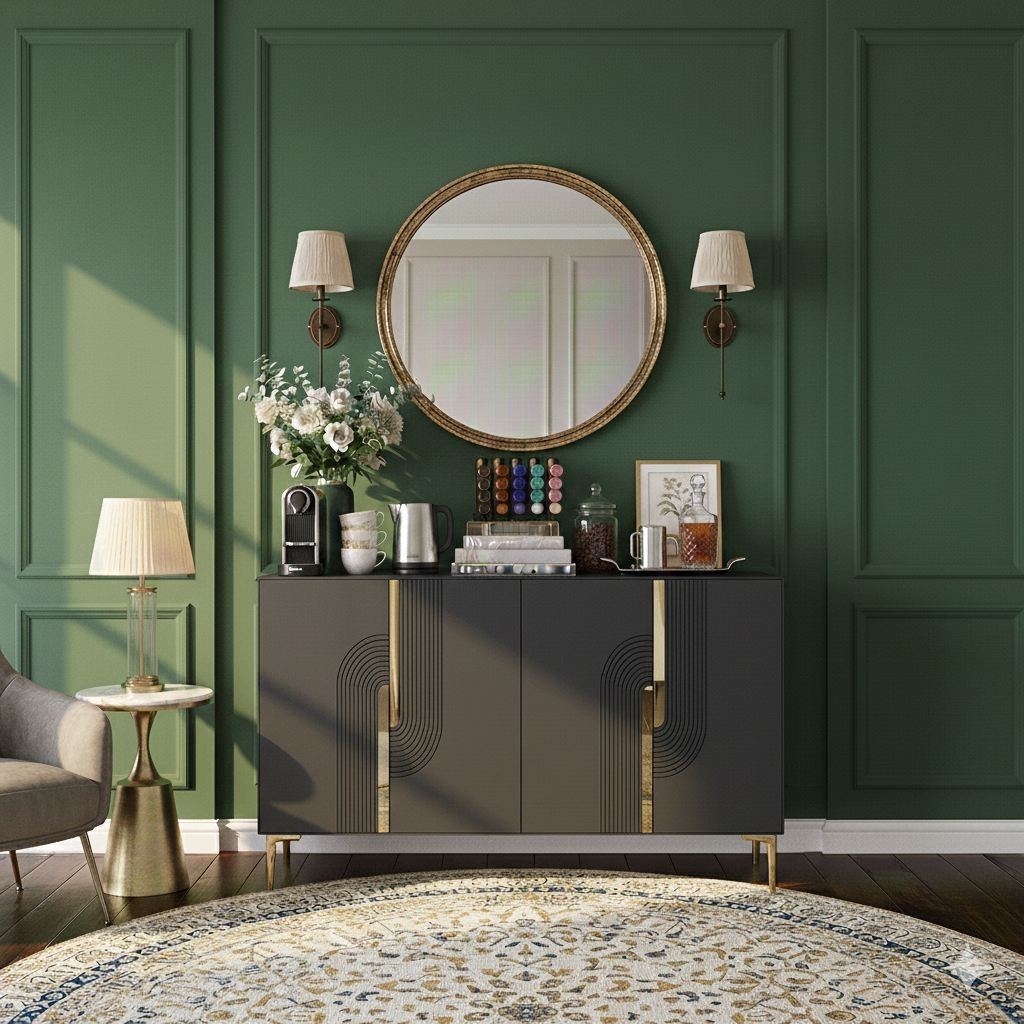 Комода Hanah Home Meyra 120, антрацит-златна