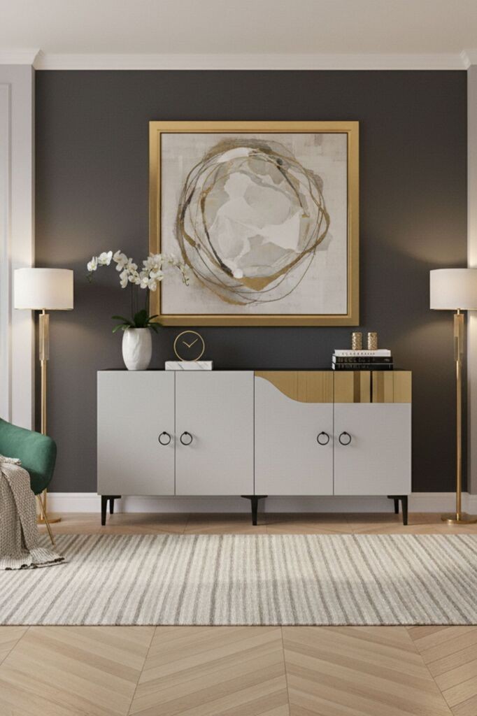 Комода Hanah Home Gamma 150, сиво-златна