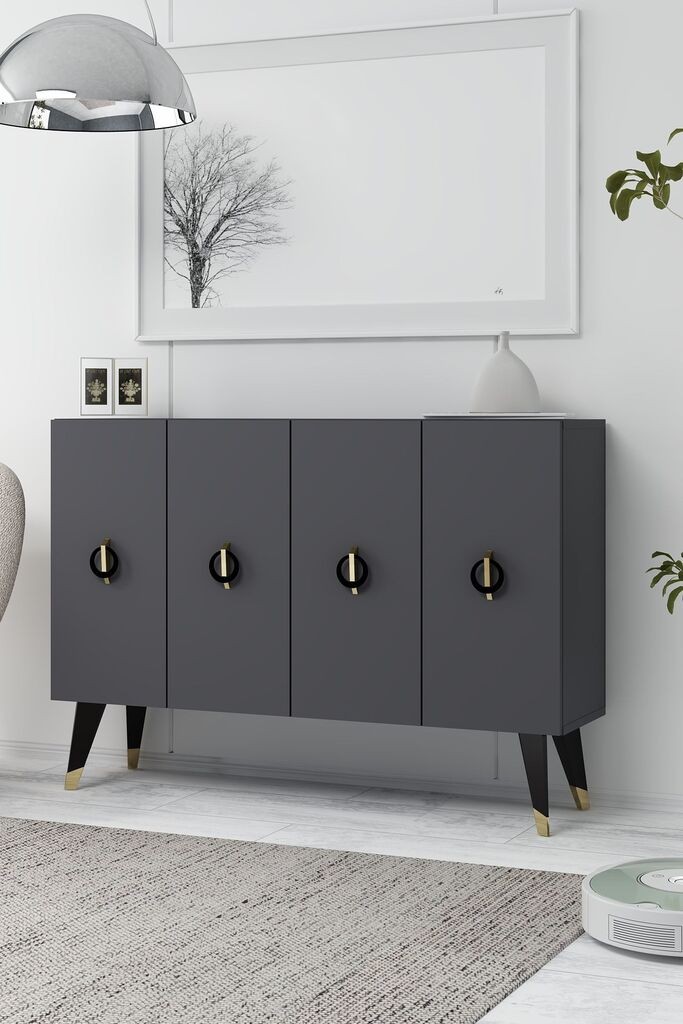 Комода Hanah Home 8183KM-32, антрацит-црна