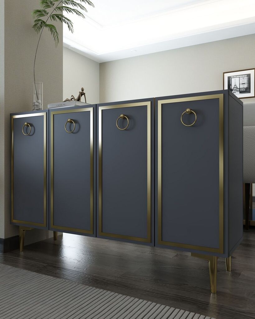 Комода Hanah Home 8162KM-1, антрацит-златна