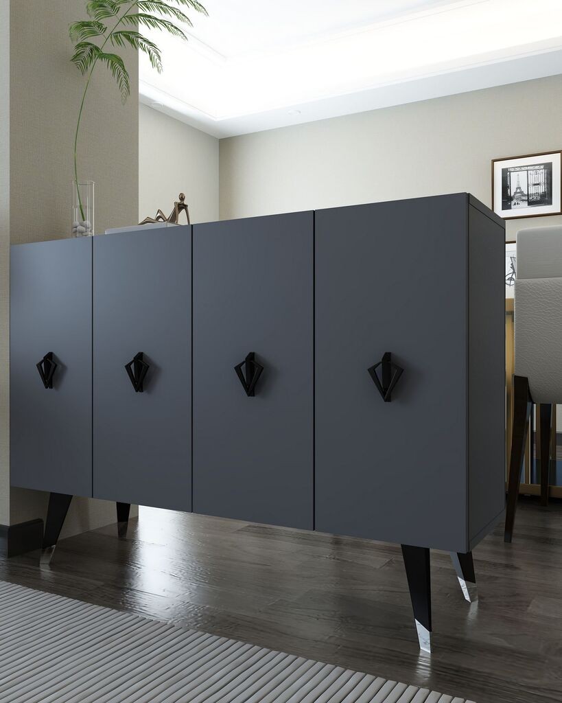 Комода Hanah Home 8166KM-32, антрацит-црна