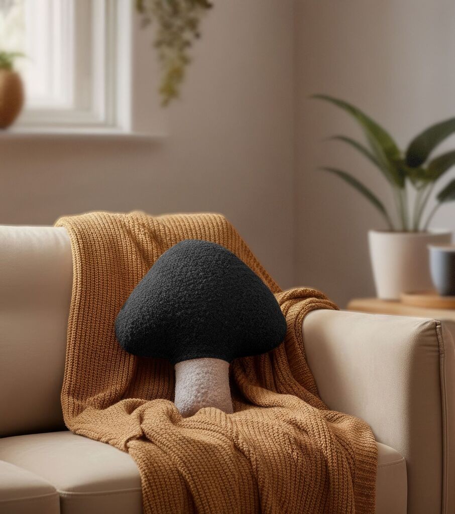 Аберто Дизајн Декоративна перница Печурка, 38x35 см, Црна