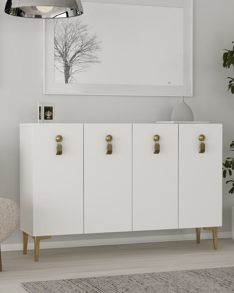 Комода Hanah Home 8181KM-64, бело-златна