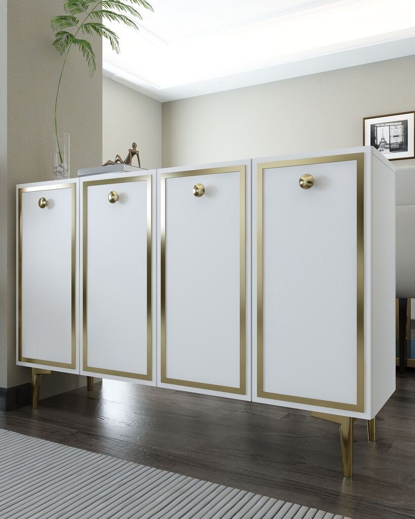 Комода Hanah Home 8161KM-1, бело-златна