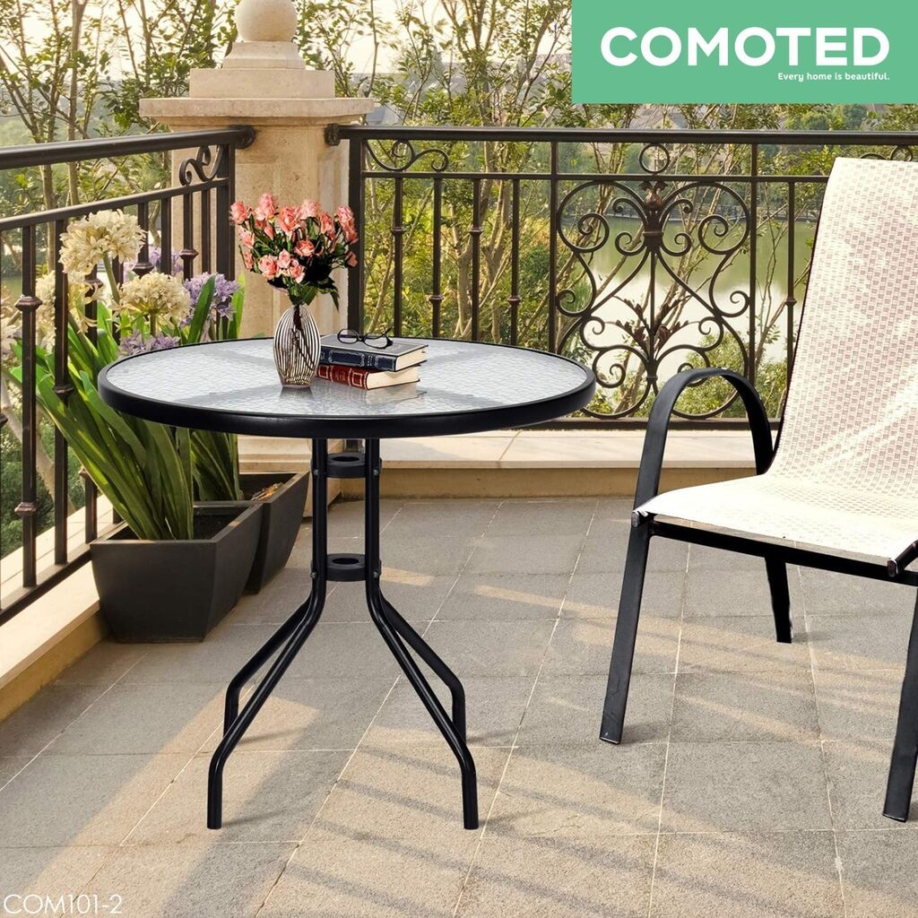 COMOTED Маса со стакло округла Ф70цм