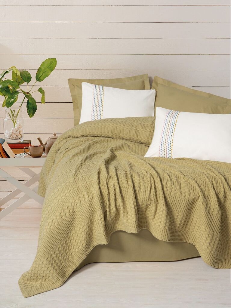 Комплет постелнина L'essentiel Maison Pebble, 200x230 cm, маслиново
