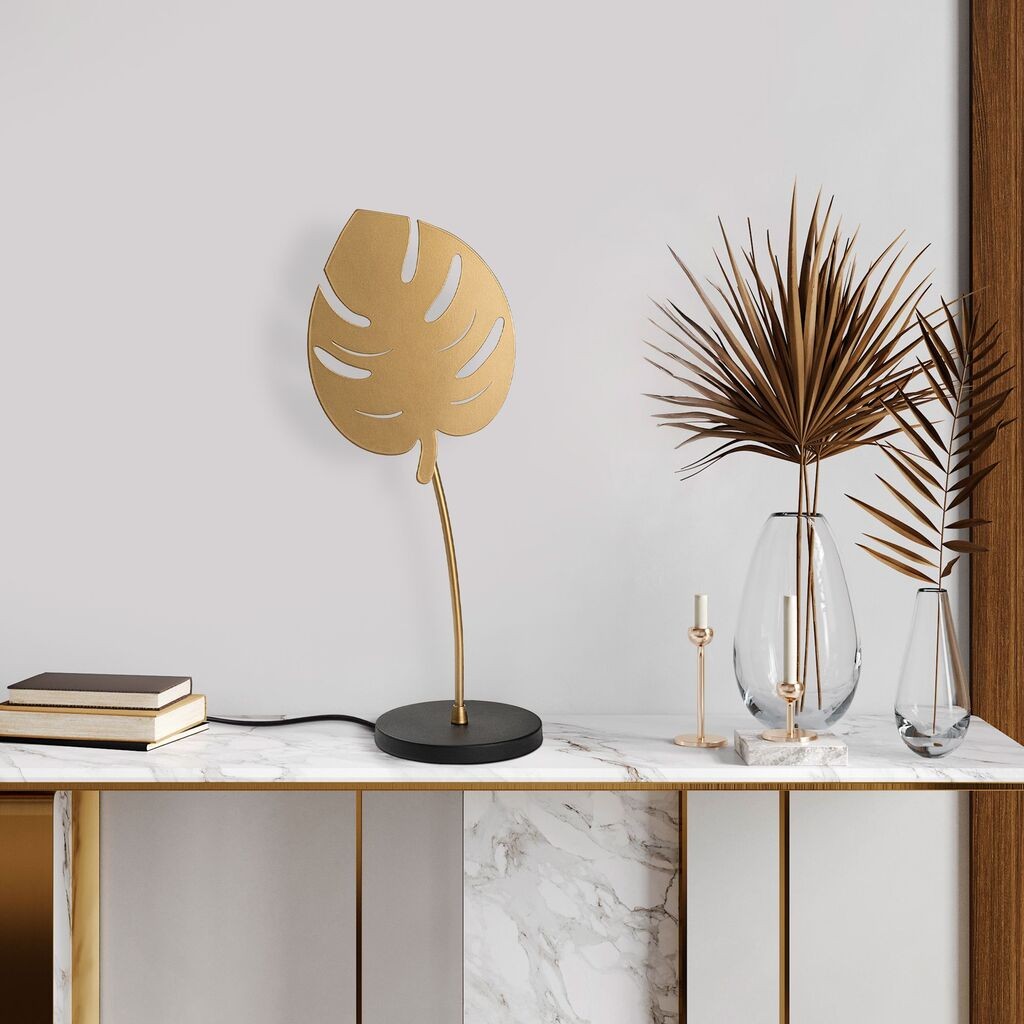 Столна ламба Opviq Leaf-15325, златно-црна