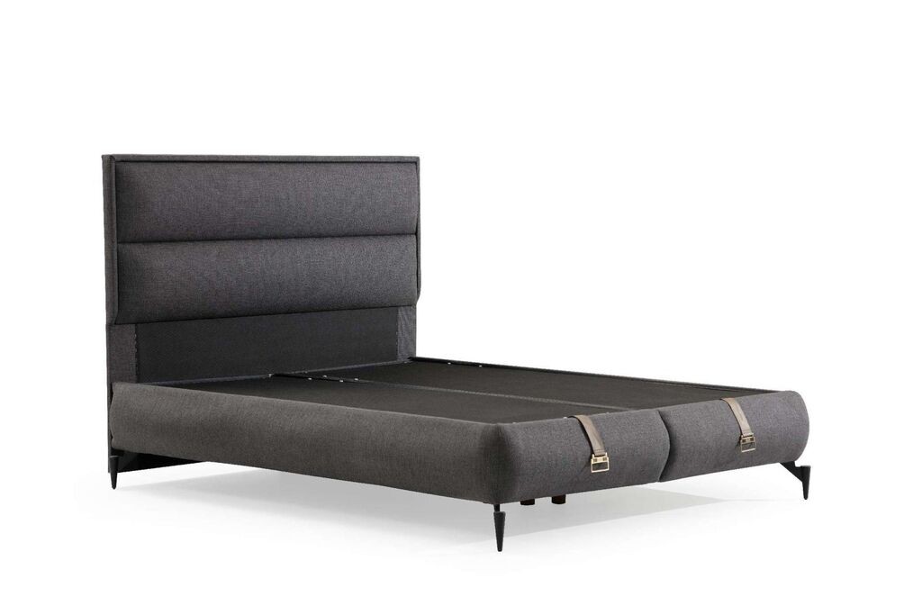 Основа за кревет Hanah Home со табла за кревет со подигнување, 180x122x200 см, темно сива
