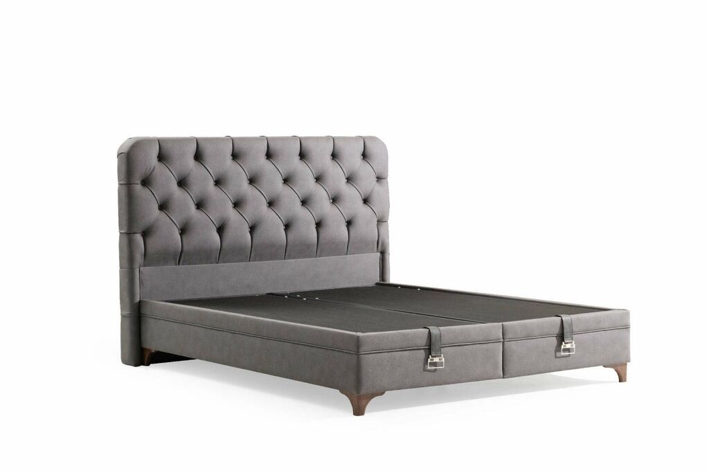 Hanah Home подлога за кревет со наслон Самира, 184x122x200 см, сива