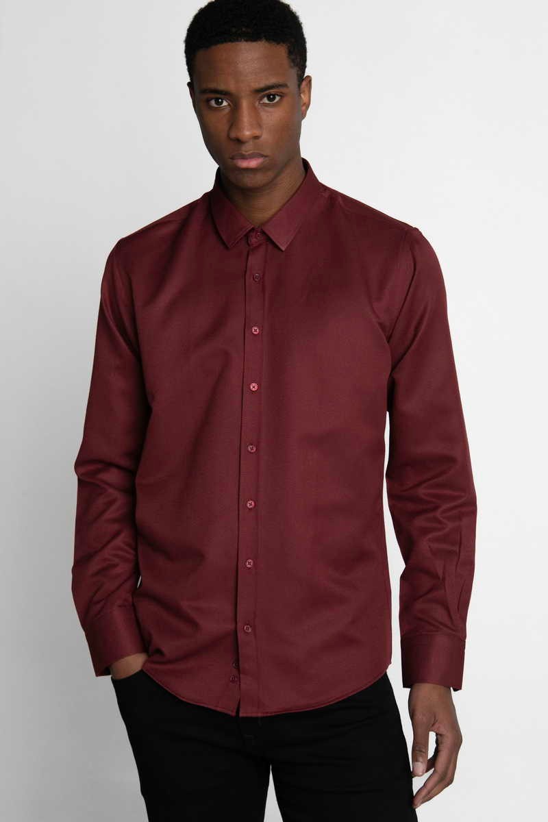 TUDORS Modern - Тенок фит кошула Бургундија