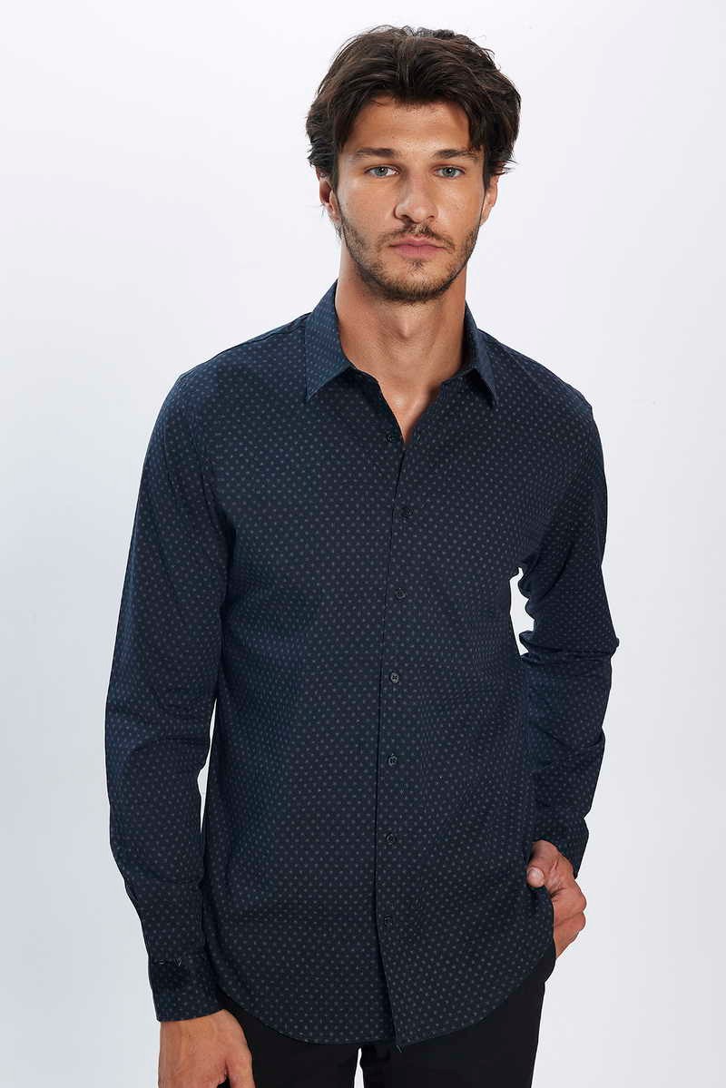 TUDORS Slim Fit кошула Морнарско сина